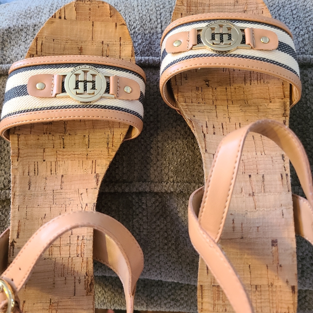 Tommy Hilfiger cork wedge sandals. Little use